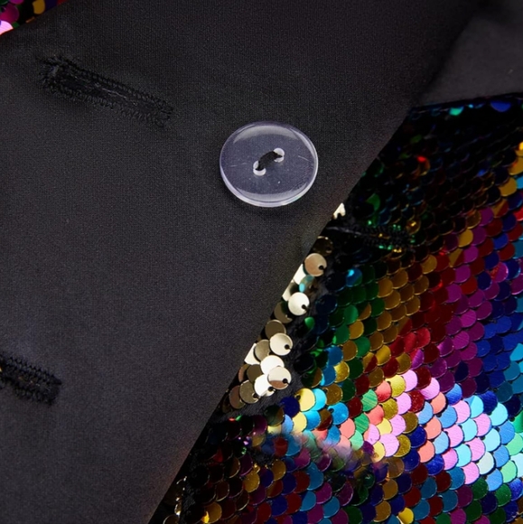 Rainbow Sequin Women's Tuxedo Jacket - Picture 5 of 7